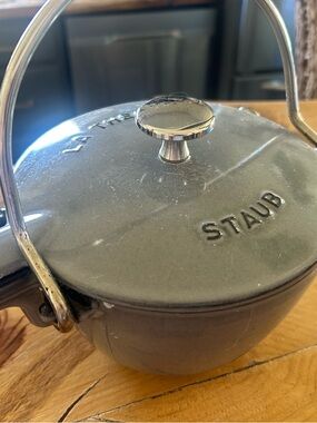 Staub Gray Cast Iron Mini Cocotte with Chrome Handle